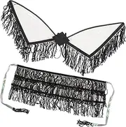 CATIEBYE 1set Sequin Tassel Skirt with Wing Decorative Performance Skirt for Dance Masquerade Parties Unique Design for Women Meticulously Crafted Costume Outfit