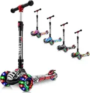 3 Wheels Kids Scooter for Boys Girls Ages 3-12 Years Old with Adjustable Height Flashing LED Lights Folding Kick Scooter