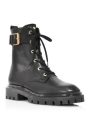 Stuart Weitzman Womens Ultra Combat & Lace-up Boots Black 9 Medium (B,M)