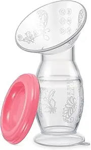 Yohcuro Manual Breast Pump, 4oz Food-Grade & BPA Free Silicone Pump with Lid, Breast Milk Collection, One-Size-Fits-All, High-Temperature Resistant, No-Leak Design (Pink)