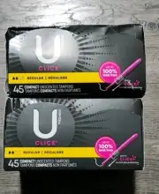 2 PK boxes U by Kotex Click Compact Tampons Regular Unscented - 45.0 ea