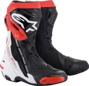 Alpinestars Supertech R Motorcycle Boots, black-white-red, Size 42 for Men Black White Red