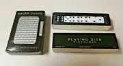 Crate & Barrel Set Of 6 Classic White and Black Standard Dice NIB & Silver Cards