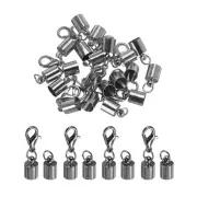 10Pcs Cord End Caps, 5.5mm End Caps Barrel Beads Kumihimo Iron (Black)