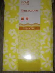 Vinyl Peva Tablecloth NEW 52x70 Rectangle Yellow Floral
