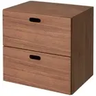MUJI Stacking Chest Width 37 x Depth 28 x Height 37cm 2 Drawers Walnut V