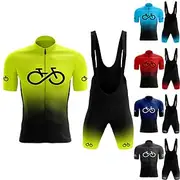 Men's Cycling Jersey with Bib Shorts Short Sleeve Mountain Bike MTB Road Bike Cycling Black Red Blue Graphic Gradient Bike Clothing Suit 3D Pad Breathable Quic