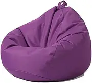 UYSOFRCV PVC Beanbag Cover, Solid Color Simple Design Seat Waterproof Lazy Lounger Storage Sofa Slipcover with Handle for Adults and Kids, with No Filling,Purple,S