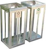 Outdoor Trash Can Rectangular Combined Trash Bag Holder, Stainless Steel Garbage Bag Holder, Open Top Stainless Steel Classified Trash Can for Indoor and Outdoor Use Outside Garbage can