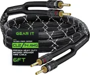 14AWG Premium Heavy Duty Braided Speaker Wire Cable (6 Feet) Dual Gold Plated Ba