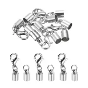 20Pcs Cord End Cap 5.5mm ID Silver Copper Column Barrel End Caps for DIY