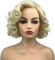 Aimole Women Blonde Wig Short Curly Hair Synthetic Heat Resistant Wig