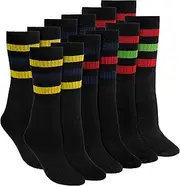 [ROCKY] Athletic Striped Tube Socks Old School 6 Pairs - 21" Length