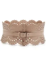 Alaïa Bustier Laser-cut Leather Belt - Sand 26