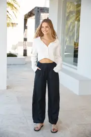 Riviera Bliss Linen Pants Black