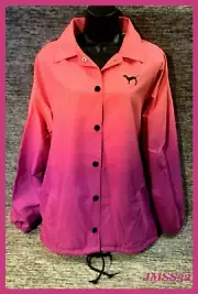 Victoria's Secret Pink Ombre Dip Dye Snap Front Jacket Magenta Pink Coral S NIP
