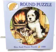 Bits And Pieces Puzzle Round Puppy Kitten Christmas 1000 Piece New Unopened Box