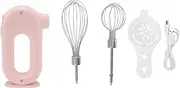 LeoLeoxx Electric Hand Mixer with Stainless Steel Whisk, 5V 3 Speeds Anti Slip 20W Handheld Mixer for Baking & Cooking, Kitchen Food Mixer (Pink) (Pink)