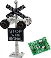 Evemodel JTD1506RP 1 set N Scale Railroad Train/Track Crossing Sign 4 heads LED made + Circuit board flasher-Flashing Red Train Signal Lights Decoration and Party
