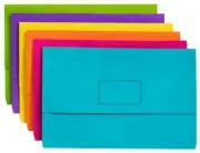 10 x Assorted Marbig Slimpick Foolscap Document Wallet File Folder Bright