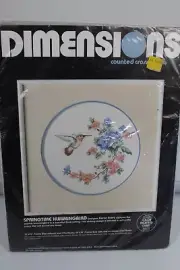 1986 Dimensions Counted Cross Stitch Springtime Hummingbird #3628 New