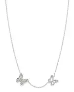 Bloomingdale's Fine Collection Pave Diamond Butterfly Necklace in 14K White Gold, 0.25 tcw