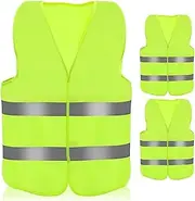 Yellow Safety Vest, Yellow High Visibility Vest, Car Women Men Adult Reflective Vest, Reflective Stripes Vest, Breakdown Aid Reflective Vests for Drivers, Workers, Adults, 3 Pieces, NO