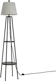 [Artiss] Floor Lamp, 2-Tier Tripod LED Light Lamps Corner Standing Lights Display Stand Home Decor for Reading Living Room Bedroom, Adjustable Height Bamboo Finished