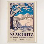 Galrie St. Moritz Engadin Vintage Winter Sports Travel Poster - 1850m Switzerland Art, Wood Frame, 70 x 100cm (28 x 40inch)