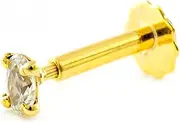 [Monde Petit] 9K Yellow Gold Cartilage Oval Piercing Sparkling Cubic Zirconia - Gift Box - Mondepetit, Yellow Gold
