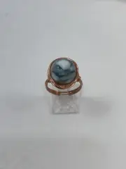 Handmade ~ Copper Wire Wrap ~ Glass Bead Ring ~ Size 7 #129