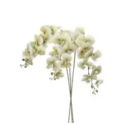 3Pcs 41" 9 Heads Artificial Orchid Stems Faux Phalaenopsis, Grey Green