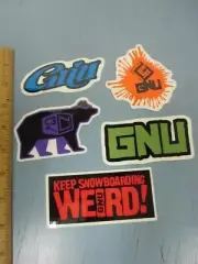 GNU snowboard 2014 5 STICKER SET New Old Stock Flawless Condition Lib Tech