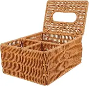 Hoement Elegant Woven Tissue Holder Pp Material Napkin Box Tabletop Tissue Box Decor