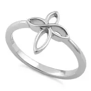 925 Sterling Silver Platinum Plated Cross Ring, Christmas/Valentine’s Gift