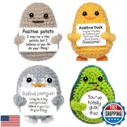 Suamsy Mini Positive Potato Gifts, 4PCS Cute Crochet Animals Duck Penguins Wo
