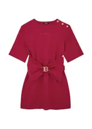 Balmain Kids Logo Belted Jersey Dress (12-14 Years) - Red - 12YR (12 Years) 12YR (12 years)