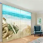 Beach Wishing Bottle 3D Blockout Photo Print Curtain Fabric Curtains Window