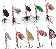 Mipcase Bright Sequin Bait Set 10pcs Spinner Lures Bass Fishing Lures Realistic Simulation Baits Metal