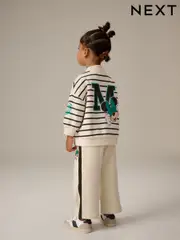 Cream Mickey Mouse Half Zip Sweatshirt & Wide Leg Joggers Set (3mths-7yrs) (B28328) | $48 - $57