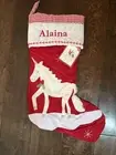 NWT Pottery Barn Kids Unicorn Horse Red Gingham Christmas Stocking Mono Alaina