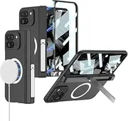 [Jarttarn] Case Compatible with Google Pixel 9 Pro Fold, [Compatible with Mag-Safe] Shockproof Case with Screen Protector, Support and Hinge Protection for Pixel 9 Pro Fold 2024 (Black)