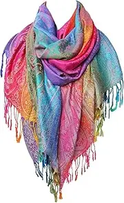 [Aasma's Dream] Rainbow Scarf for Women | Colorful Pashmina Scarfs | Real Rave Pashmina Shawls Wraps Lightweight - Aasma’s Dream