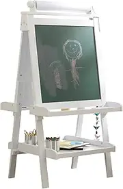 KidKraft Deluxe Wooden Artist Easel with Paper Roll, Standing Kids' Easel for Painting and Drawing, Whiteboard and Chalk Board for Kids, Children's Toys, 62040