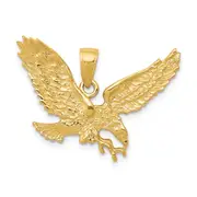 14k Yellow Gold Solid Polished Eagle Pendant