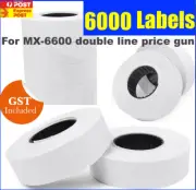 6000 Pcs WHITE PRICE GUN TAGS LABELS STICKERS FOR DOUBLE 2 LINE MX6600