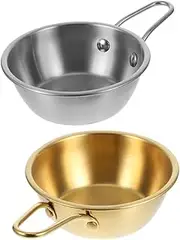 ERINGOGO Stainless Steel Korean Soup Bowl Portable for Outdoor Activities Kitchen