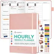 Undated Hourly Daily Planner, Weekly and Monthly 5.8''x8.5'' Rose Gold