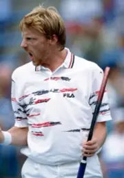 Boris Becker of Germany at the US Tennis Open at Flushing Meadows - Old Photo