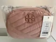 TORY BURCH Kira Chevron Mallow Suede Powder Coated Small Camera Bag $358 MSRP